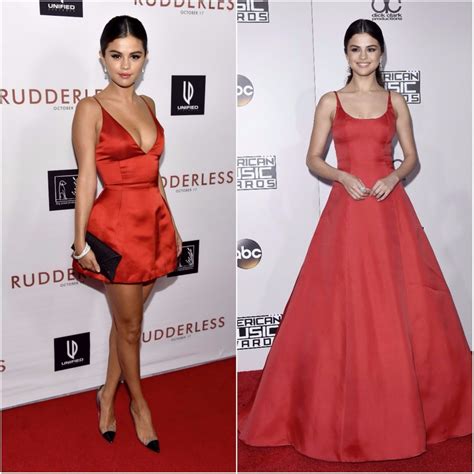 selena gomez red prada dress